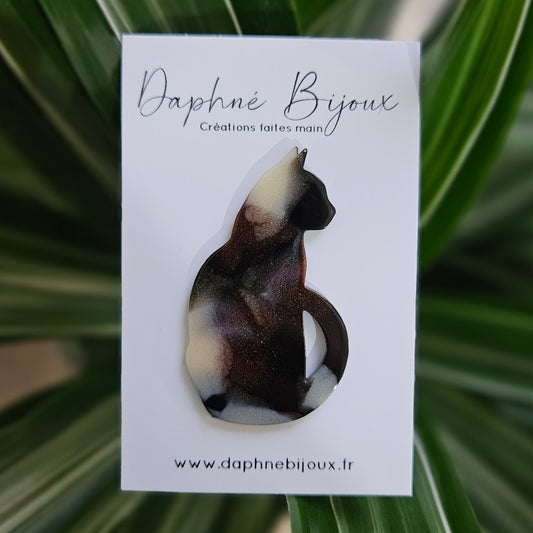 Broche chat tricolore